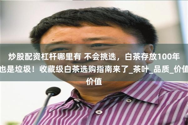炒股配资杠杆哪里有 不会挑选，白茶存放100年也是垃圾！收藏级白茶选购指南来了_茶叶_品质_价值