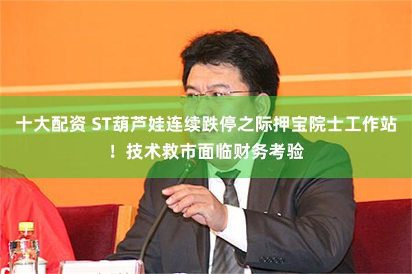 十大配资 ST葫芦娃连续跌停之际押宝院士工作站！技术救市面临财务考验