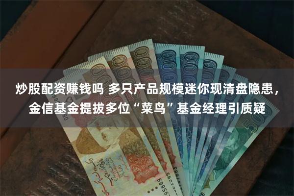炒股配资赚钱吗 多只产品规模迷你现清盘隐患，金信基金提拔多位“菜鸟”基金经理引质疑