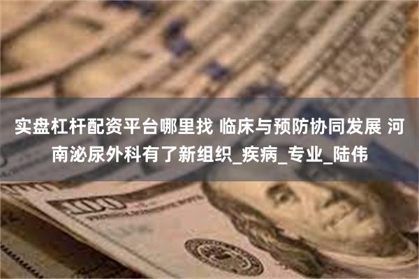 实盘杠杆配资平台哪里找 临床与预防协同发展 河南泌尿外科有了新组织_疾病_专业_陆伟